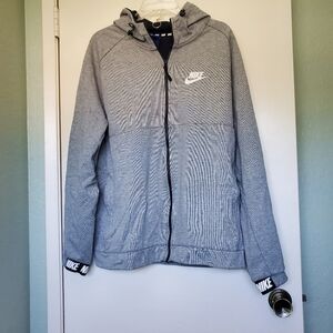 Nike Hooded Knit Zippered Jacket Winter Staple Size Extra Large Gray